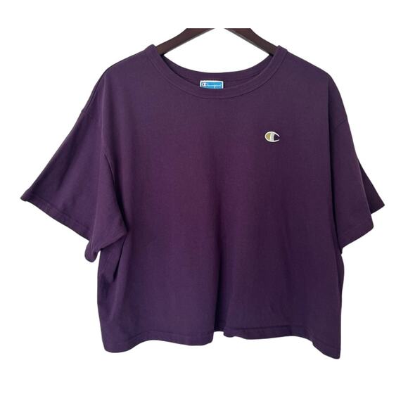 Champion‎ Womens Purple Short Sleeve Cropped T-Shirt Size 2XL - Picture 1 of 3